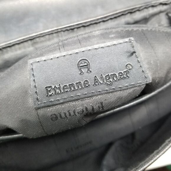 Etienne Aigner Black Vinyl Crossbody Bag - Picture 9 of 9